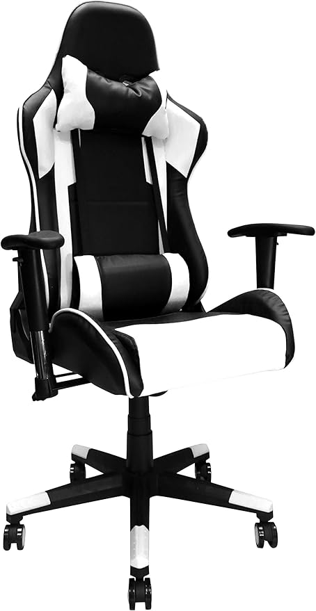 Nicer Furniture Racing Style Game Chair Reclining Gaming Chair Ergonomic Computer Chair for Gamer with Head Cushion and Adjustable Armrest (White)