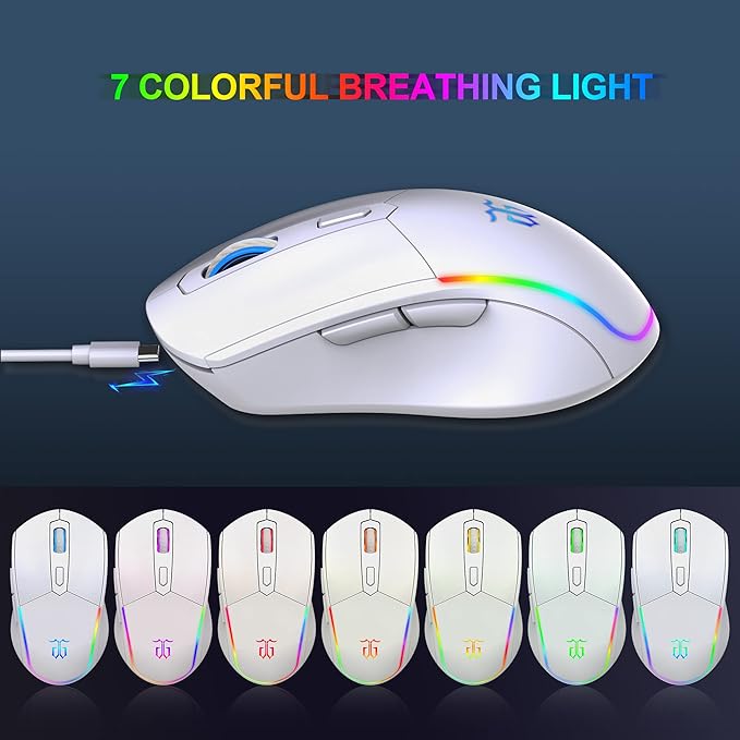 Snpurdiri 60% Wireless Gaming Keyboard and Mouse ComboLED Backlit Rechargeable 2000mAh BatteryMini Mechanical Feel Anti-ghosting Keyboard +Popular RGB Gaming Mice for PC Gamer (White)