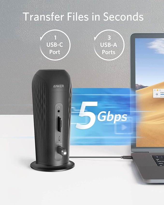 Anker Docking Station PowerExpand 12-in-1 USB-C PD Media Dock 60W Power Delivery 4K HDMI and DP 1 USB-C&amp3 USB-A 3.0 Data Ports SD and TF Slots Gigabit Ethernet Audio