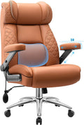 Office Chair 5D Flip Arm Ergonomic Desk Chair with Adjustable Lumbar Support for Back Pain Extra Wide 500LBS Comfy Big and Tall Office Chair Executive Leather Computer Game Chair for Heavy People