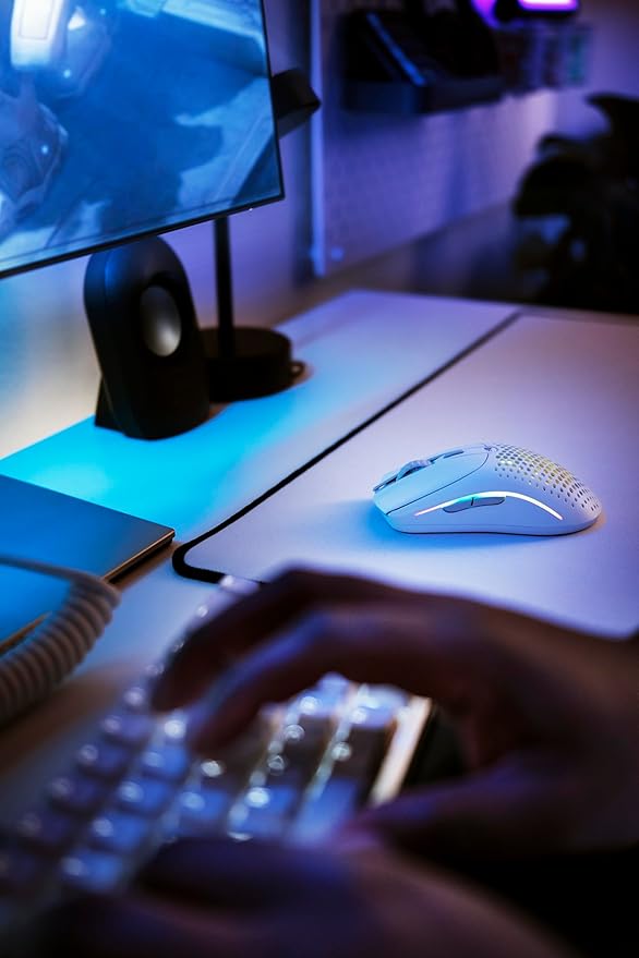 Glorious Gaming Model O 2 Wireless Gaming Mouse - Hybrid 2.4GHz &amp Bluetooth Wireless 68g Superlight Long Battery Life 26k BAMF 2.0 Sensor RGB Ambidextrous 6 Buttons PTFE Feet - White