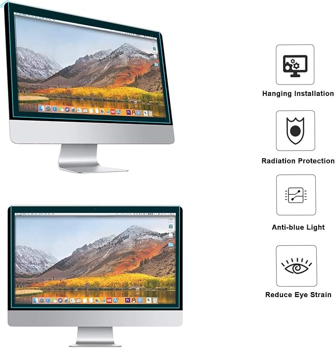 MOSISO Mouse Pad&ampRectangular Keyboard and Mousepad with Wrist Rest&ampCoaster&amp20-22 inch Computer Blue Light Blocking Screen Protector for Diagonal 2021.522 inch 16:9 Widescreen MonitorAqu