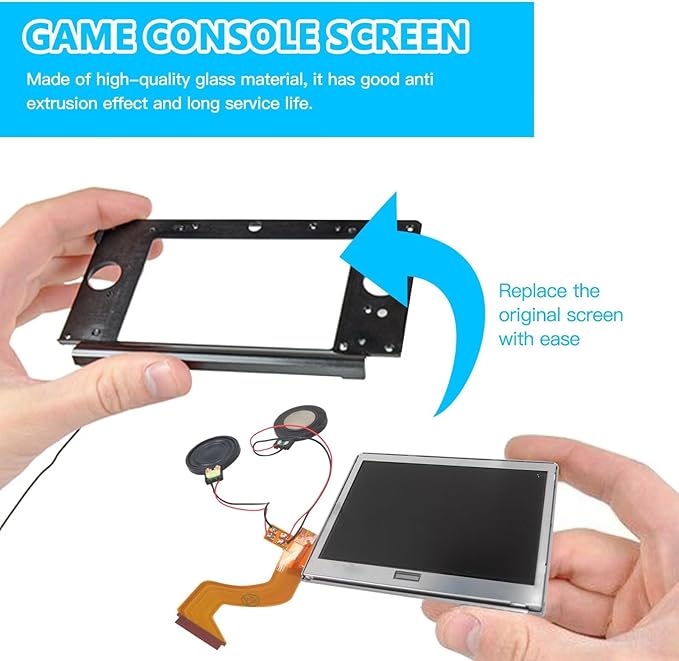 Top Screen Replacement for Nintendo DS Lite With Speakers Soldered by BLUE ELF