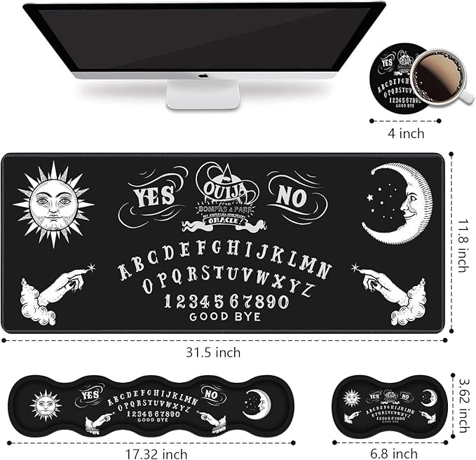 Ergonomic Keyboard Wrist Rest and Mouse Pad Wrist Rest Set Large XXL Gaming Mousepad 31.5x 11.8 Memory Foam Easy Typing Pain Relief Multifunctional Desk Mat for Office &amp Home Ouija Board