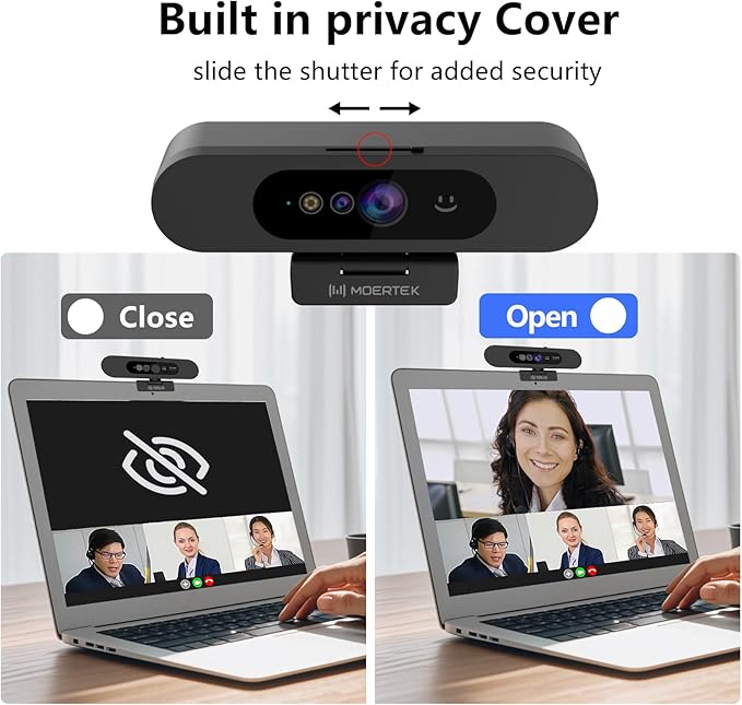 Window Hello Webcam 1080P 30fps Camera with Noise-reducing Mic Plug &amp Play 90° Wide Angle Built-in Privacy Cover 360° Rotation &amp 90° Tilt Perfect for Zoom Google Meet Microsoft Teams