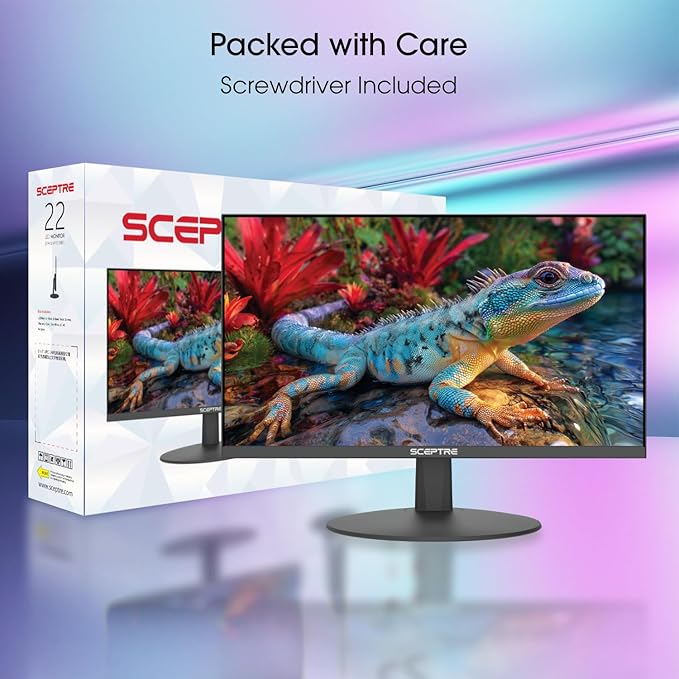 Sceptre New 22-Inch Gaming Monitor FHD 1080p Up to 144Hz HDMI DisplayPort Built-in Speakers Machine Black (E225W-FW144 Series 2026)