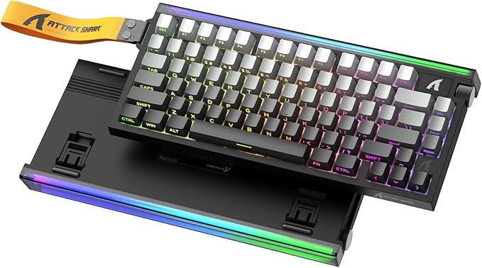 ATTACK SHARK R85HE Wired 75% Hall Effect Rapid Trigger Mechanical RGB Gaming Keyboard with 8K Polling0.05mm RT Accuracy0.08MS LatencyMagnetic Switch5 Layer Sound DampedDriver for PC(Moonlight)