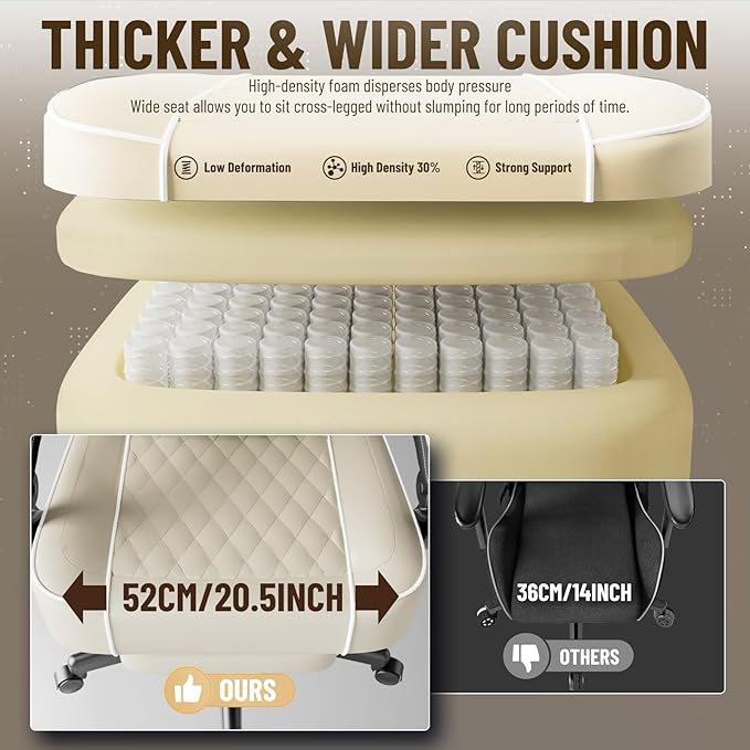 Soontrans PU Leather Gaming Chair with FootrestHigh Back Ergonomic Computer Gamer ChairComfortable Video Game Chair with Massage Lumbar Cushion Racing Reclining Office Desk Chair for AdultBeige