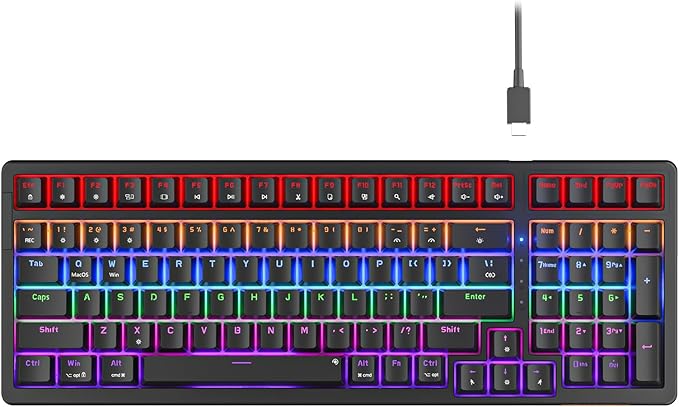 Newmen GM328 Gaming Mechanical Keyboard18 LED Backlit Effects 100 Keys Wired Mechanical Keyboard with Linear Red Switch Double-Shot KeycapsGaming Keyboards Compact Design for Gamers and Work
