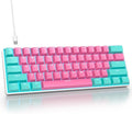 surmen 60% Percent Gaming Keyboard Mechanical with Linear Red Switch 61-Keys Pink Mini Gaming Keyboard LED Light Backlit PBT Keycaps for Laptop Desktop PC Gamers (61Miami)