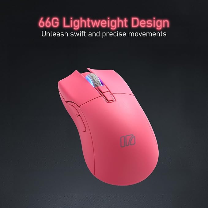 iRocks M31R Wireless Gaming Mouse Triple Mode 2.4G/ Bluetooth/USB-C Detachable Cable Gaming Mouse Kailh GM8.0 Mouse Switches Advanced PixArt PAW3395 Optical Sensor Up to 26000 DPI - Pink