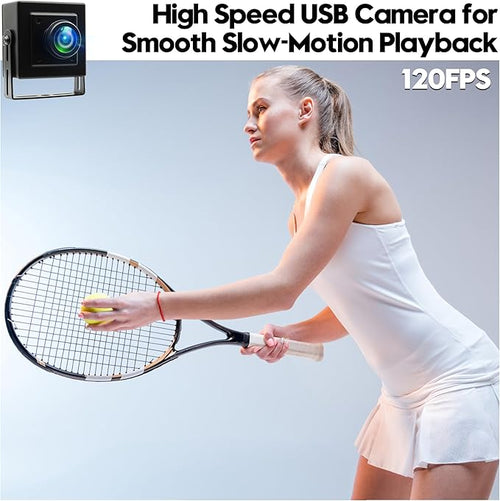 120fps USB Camera 12Megapixel High Speed Starlight Lightburn Low Illumination Slow Motion 4K Webcam with 185Degree Fisheye Wide Angle Lens Plug and Play for Inspection Microscope 3D Printer