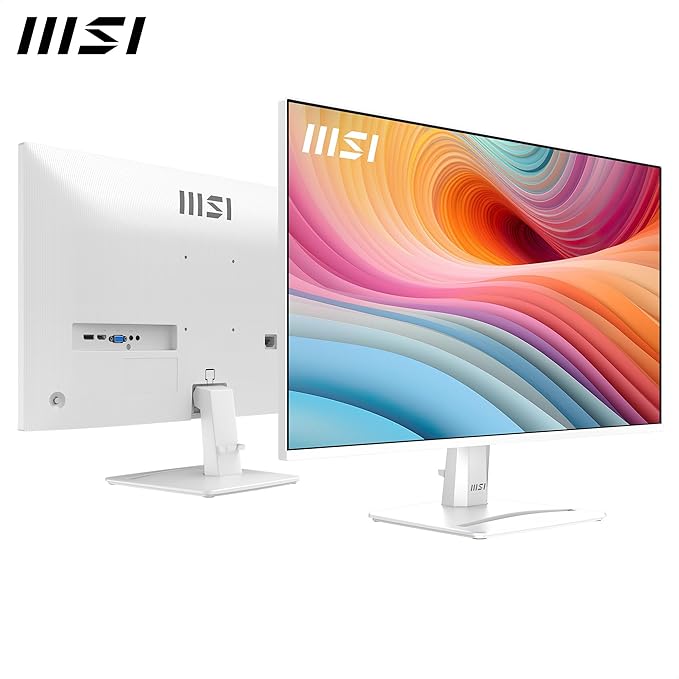 msi PRO MP275W E2 27-inch IPS 1920 x 1080 (FHD) Gaming Office Monitor 120Hz Free-Sync HDMI DisplayPort VGA Port VESA Mountable Tilt Speaker 4-Side Slim Bezel 1ms White