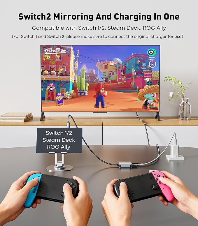 USB C to HDMI 2.1 Adapter with 100W USBC Charging Port Supports [8K 4K@120Hz/60Hz HDR] 48Gbps Thunderbolt to HDMI Adapter Compatible for Laptop iPhone 15/16 Switch 1/2 Steam Deck