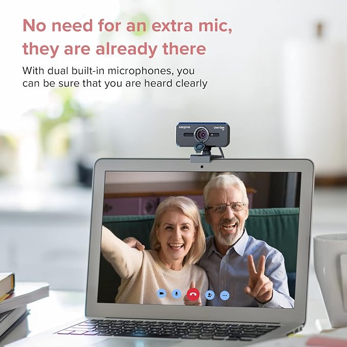 CREATIVE Live! Cam Sync V3 2K QHD USB Webcam with 4X Digital Zoom and Microphones 1080P HD Up to 95° FOV Privacy Lens for PC and Mac