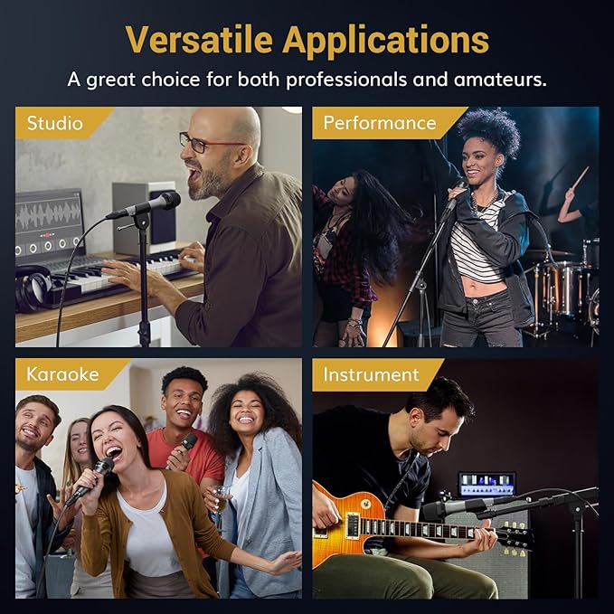 TONOR Professional Vocal Microphone for Singing Dynamic Handheld Wired Karaoke Mic Cardioid Studio Microfono with 450 cm/157inch XLR to 1/4 Cable for Speakers/Mixer Machine/Amp/Speech/Karaoke D5