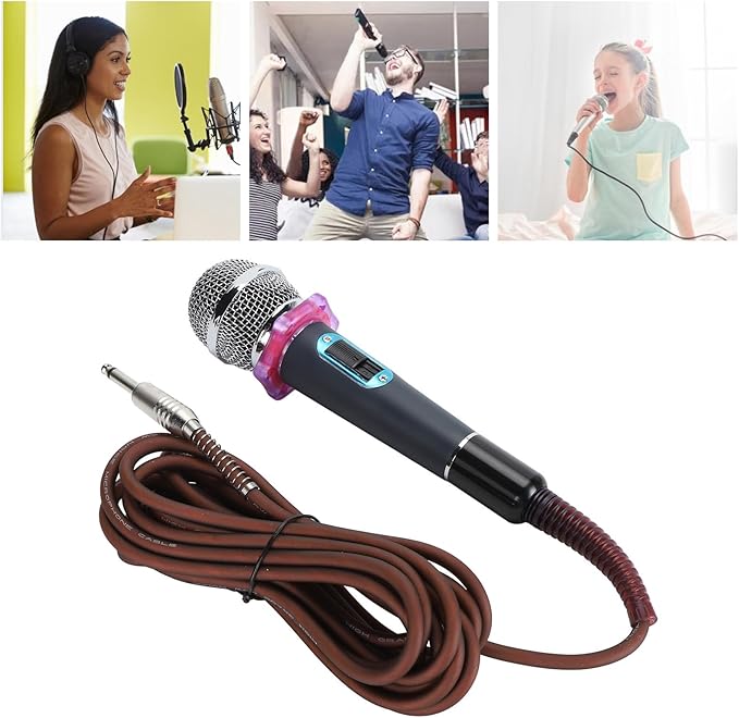 GOWENIC Microphone Handheld Mic Dynamic Moving Coil Cardioid Microphone for Singing 3 Pin XLR Interface Compatible for Power Amplifiers Mixers Effects Processors (Blue)