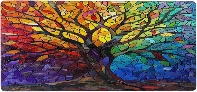 Color Tree Glass Large Mouse Pad Gaming Mousepad Desk Mat for Desktop Computer Keyboard Waterproof Mouse Mat Desk Pad with Non-Slip Base for Game School Office Home 35.4 x 15.7