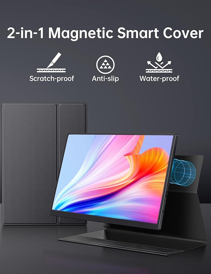 Small Portable Monitor 10.5 400 Nits 15:10 FHD 1280P IPS Screen Ultra-Slim Mini Monitor w/Smart Cover &amp Speaker USB C HDMI HDR Portable Gaming Monitor Travel Monitors for Laptop PCs
