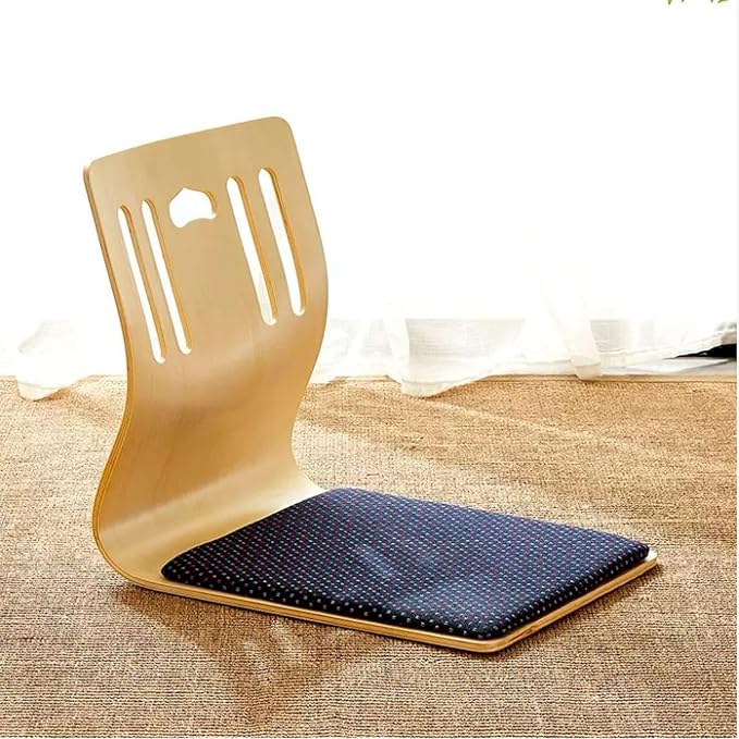 Aimeryup Tea Table Legless Chair Floor Chair Wooden Fabric Cushion Set Back Support Lazy Hotel Parlour 37X46X43CM(Size:37X46X43CMColor:D)