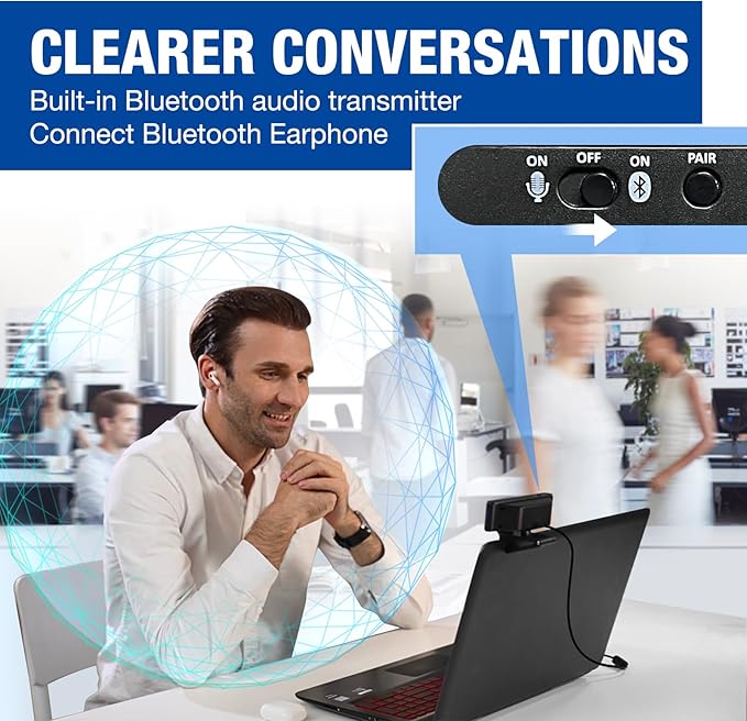 Gsou Webcam with Headset and Microphone 1080P Webcam with Privacy Cover Plug and Play Web Camera for Desktop Computer Zoom Meetings Audio Bluetooth only for Headset