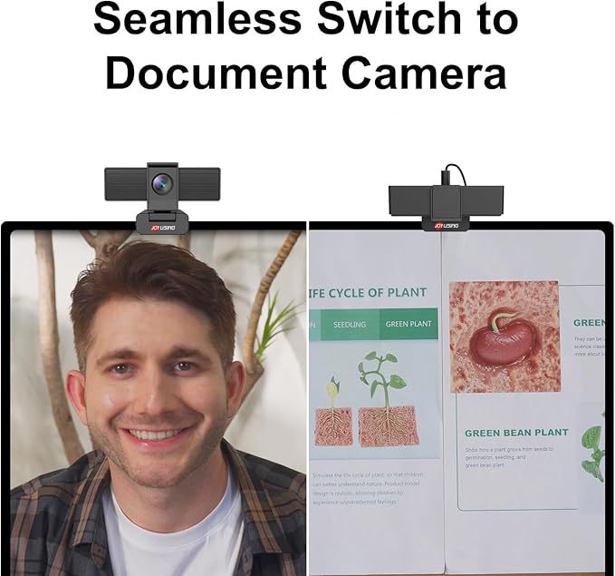 JOYUSING Flip600S 4K Webcam for PC Ultra HD Webcam with tripod PDAF Autofocus Noise-Cancelling Mics 79° FOV Auto Light Correction Privacy Cover for Conference Streaming Zoom/Teams/Google Meet
