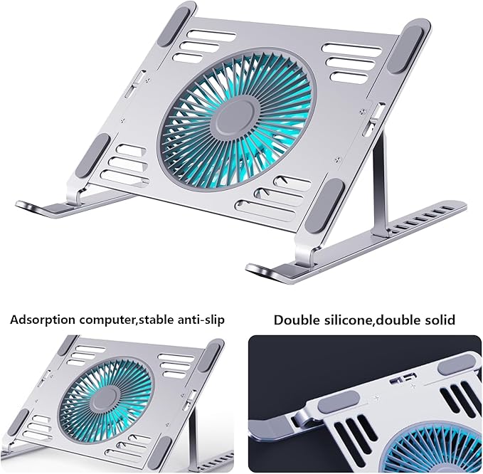 High Performances Laptop Stand Notebook Laptop Cooling Pad with Aluminum Panel and Customizable Fan Speeds Holder