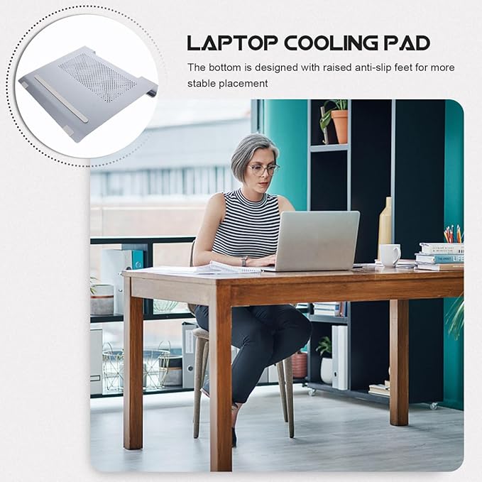 DOITOOL Aluminum Alloy Laptop Cooling Pad with LED Fan Ventilated Cooling Stand for Laptops to 17.3 Inch for Gaming and Office Use Gray