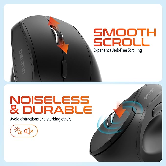Delton S12P Vertical Computer Wireless Mouse 6 Buttons 3 Adjustable DPI (800/1200 /1600) Compatible with Windows/Laptop/PC/MacOS - Black