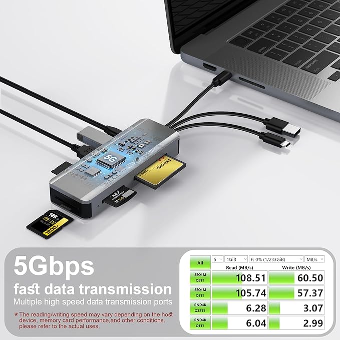 8in1 Multi SD Card Reader Adapter Aluminum with Card Storage Carrying Box SD/TF/CF/MS/XD/Cfast/Memory Stick Pro Duo USB3.0 C&ampA Port for Phone/Pad/PC/LaptopNo Application Required Plug and Play