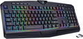 Wireless Keyboard Rechargeable RGB Backlit Wireless Gaming Keyboard with Wrist Rest Silent Keys Multimedia Keys Anti-ghosting Full-Size Waterproof Light Up Keyboard for PC Mac Xbox Gamer