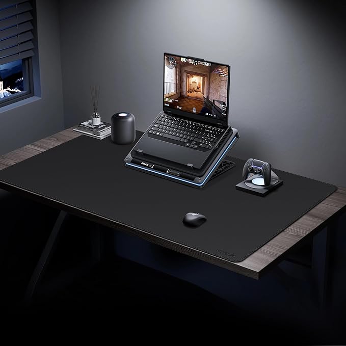 Mydours 43 x 24 Extra Large Desk Pad XXL Desk Protector Mat with PU Leather Large Desk Blotter Mat for Office Home &amp Writing Full Desk Pad for Keyboard and Mouse (Black)