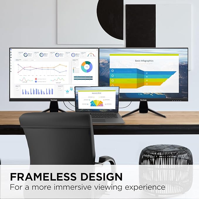 ViewSonic VX2467U 24 Inch 1080p Monitor with 65W USB C Ultra-Thin Bezels HDMI and VGA Input
