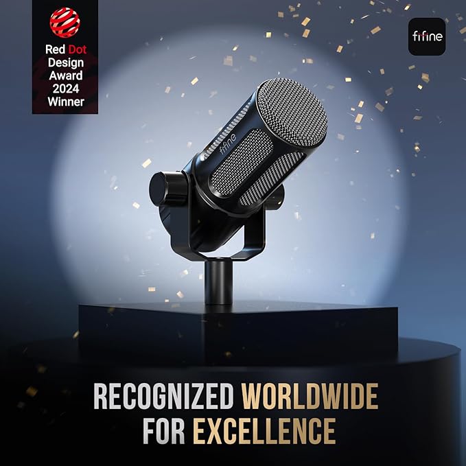 FIFINE XLR Dynamic Microphone Studio Vocal Mic for Recording All Metal XLR Podcast Microphone with Mid-Boost Low-Cut Filter for Voice-Over Compatible with Mixer/Audio Interface-AmpliTank TANK1