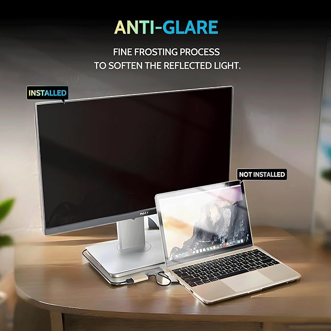 [2 Pack] 29 Inch Privacy Screen for Computer Monitor 21:9 Aspect Ratio Eye Protection Anti Blue Light Glare Shield 29inch Removable Black Blackout Anti Spy Desktop Security Private Filter