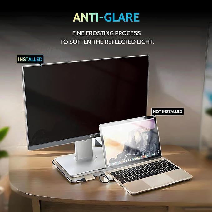 [2-Pack] 19 Inch Privacy Screen for Computer Monitor 5:4 Aspect Ratio Eye Protection Anti Blue Light Glare Shield 19inch Removable Black Blackout Anti Spy Desktop Security Private Filter