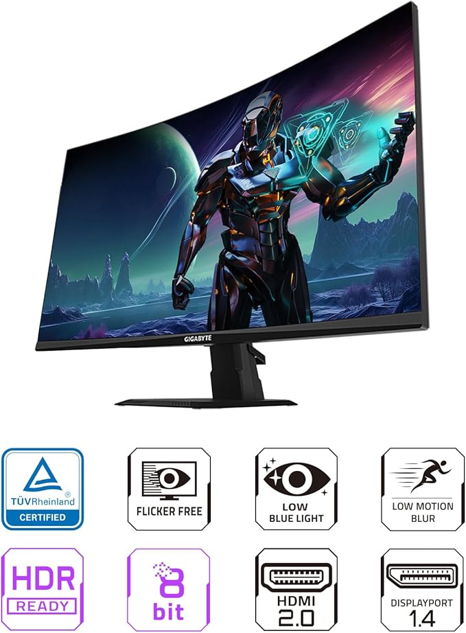 GIGABYTE GS27FC 27 180Hz 1080P Gaming Monitor 1920 x 1080 VA 1500R Display 1ms (MPRT) Response Time HDR Ready FreeSync Premium 1x Display Port 1.4 2X HDMI 2.0 (GS27FC US)