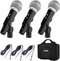 Pyle 3 Piece Professional Dynamic Microphone Kit Cardioid Unidirectional Vocal Handheld MIC with Hard Carry Case &amp Bag Holder/Clip &amp 26ft XLR Audio Cable to 1/4'' Audio Connection (PDMICKT34)