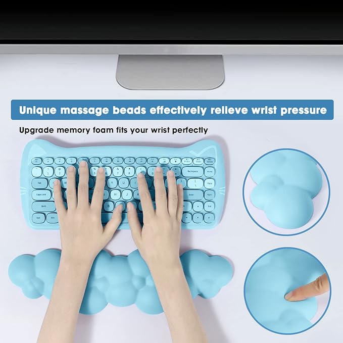 Gaming Keyboard Wrist Rest PadMemory Foam Keyboard Palm Rest Ergonomic Hand RestWrist Rest for Computer KeyboardLaptopMacLightweight for Easy Typing Pain Relief (Blue)