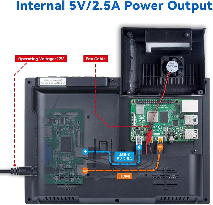 SunFounder 10.1'' IPS Display for Raspberry Pi - 10.1 Inch Portable Laptop Monitor 1280*800 Resolution Cooling Fan (Non-Touch)