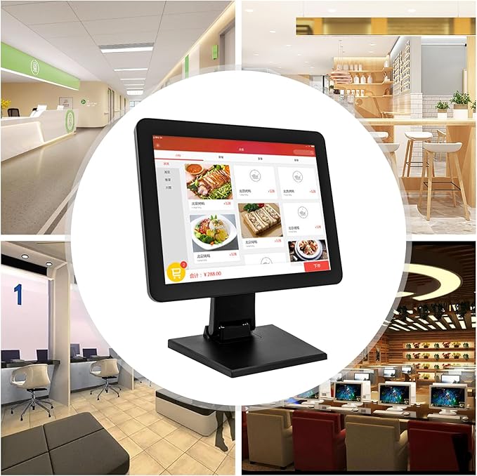 Retail POS Monitor 4:3 POS-Touch-Screen-Monitor with HDMI VGA USB Input Multi-Touch Monitors with Capacitor Pen for Office POS Restaurant 90° Adjustment Angle Resolution 1024×768 (17Inch)