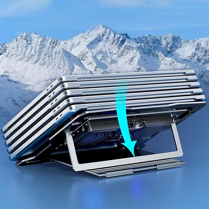 Laptop Cooling Stand Adjustable Heights Angles 360 Rotation Base Semiconductor Cooling Bracket Ergonimic Aluminum Stand