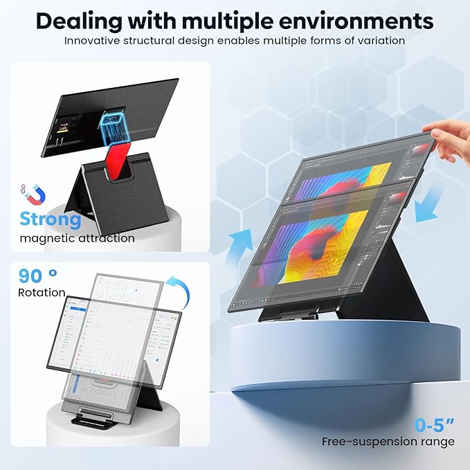 Laptop Screen Extender 23.8'' 1080P FHD 100HZ IPS Portable Monitor Travel Monitor for Work Home Gaming Landscape &amp Portrait Display Compatible with Wins/Mac/Linux &amp MINI PC/PS5/Smart Phone
