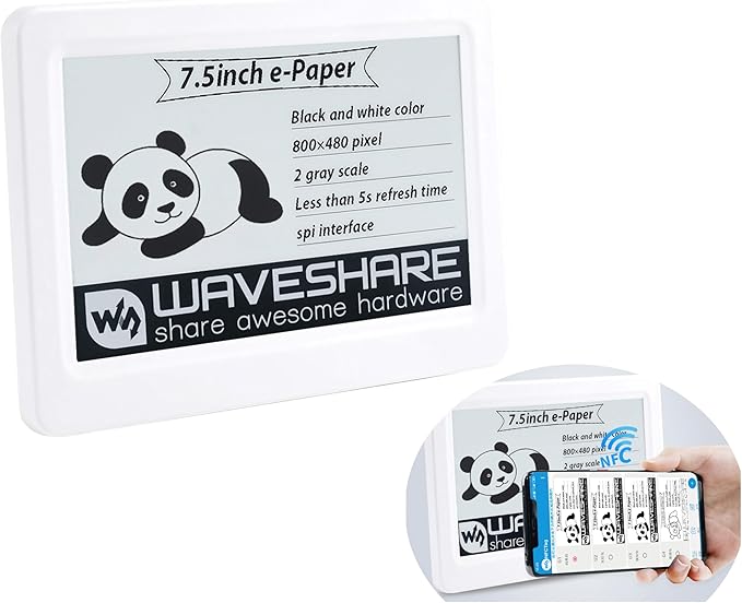 7.5inch Passive NFC-Powered e-Paper 800 x 480 Pixel ePaper Screen Adopts Novel Passive NFC Technology No Batte-ry Required No Messy Wiring Wire-Less Powering &amp Data Transfer