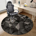 Black Grey PU Leather Round mat Office Chair Mat Hardwood Floor mat Stripe of Triangles Geometry Round Chair Cushion for Office and Home Decoration Chair Cushion Abstract Fractal Diameter 59 in