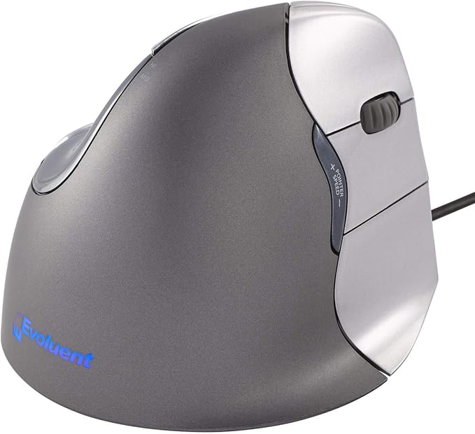 Evoluent – World's Original Vertical Mouse Wired Ergonomic Mouse for Right Hand Medium to Large Helps with Carpal Tunnel and Wrist Strain Customizable 6 Buttons 4 Speed Settings Comfortable Grip