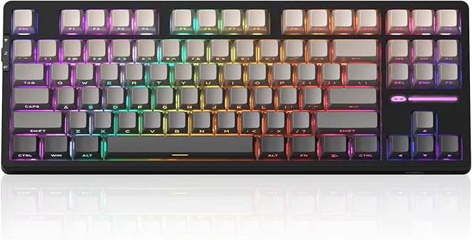MageGee LIGHT87 Wireless Creamy Keyboard Gasket Structure RGB Backlit 2.4G/USB-C/BT5.0 Hot Swappable Mechanical Gaming Keyboard for Win/Mac/PC 8000mAh Battery Side Printed PBT Keycaps Black