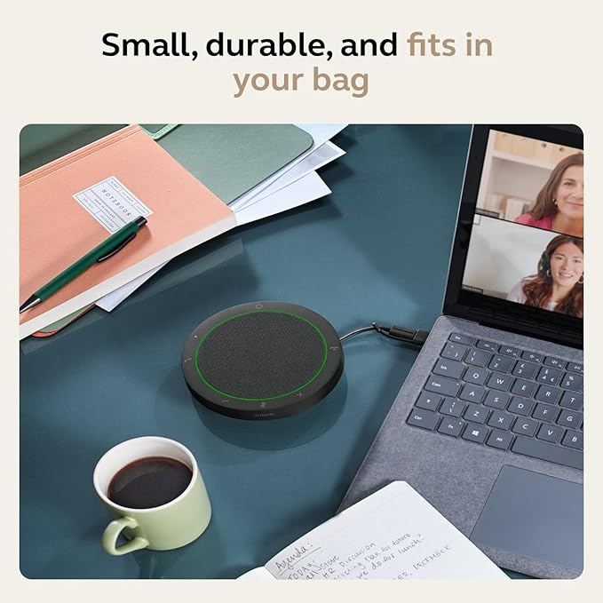 Jabra Speak2 75 (2025 Edition) Wireless Bluetooth Speakerphone - 4 Noise-Cancelling Mics 65mm Speakers - New Linking Feature - USB-C Dongle - Certified for Microsoft Teams - Dark Grey