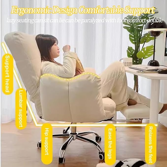 Ergonomic Gaming Chair with Footrest and PetFriendly Fabric Ideal for Home Office Girls Dormitory and Video Game Enthusiasts