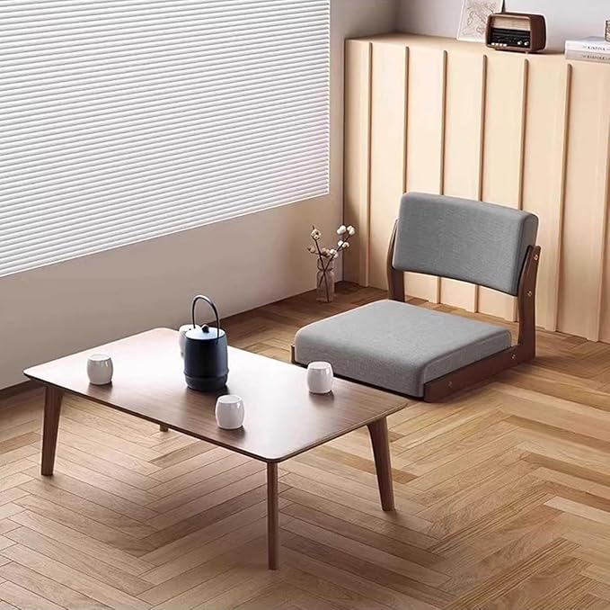 ELEFOCUS Floor Chair for Sitting On The Floor Unique Janpanese Meditation Chair Seat with Cushion for Living Room Balcony Legless Chair